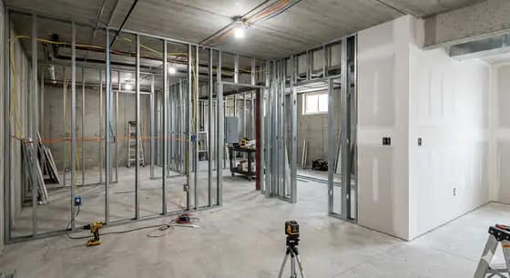 Basement finishing project mid-construction in Delaware