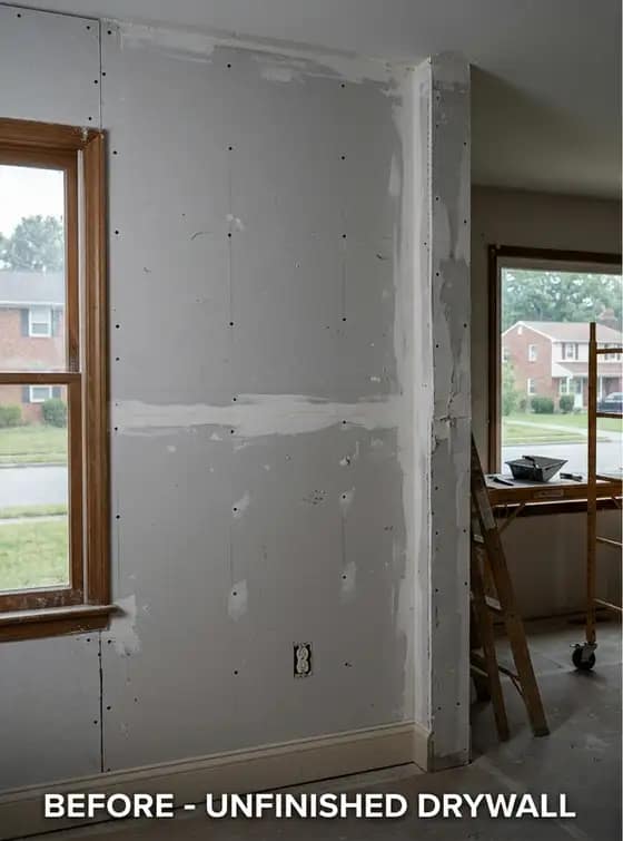 Before - bare drywall