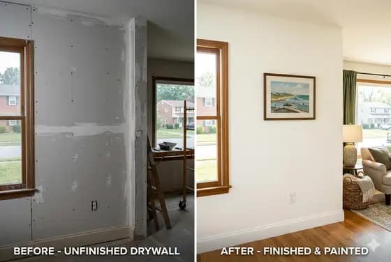 Drywall installation project in Delaware